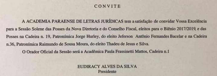 Pró-Reitor da UNANA  toma posse na Academia Paraense de Letras Jurídcas 